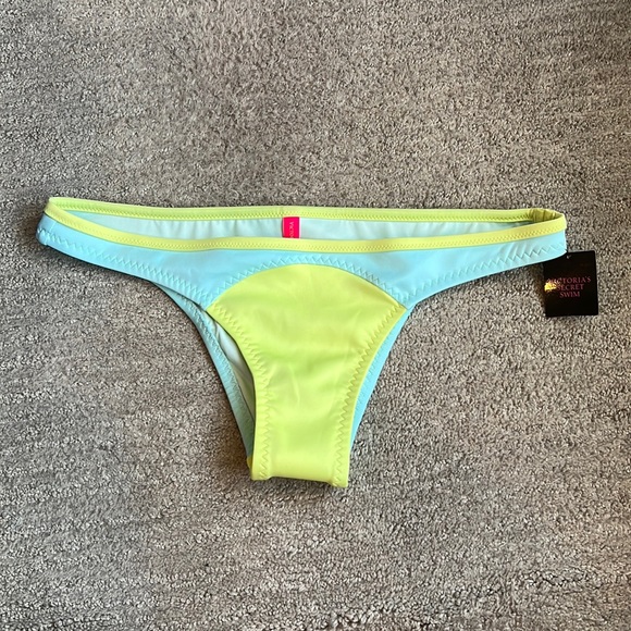 Victoria's Secret Other - Victoria’s Secret swim cheeky bikini bottom size large neon yellow aqua blue NWT